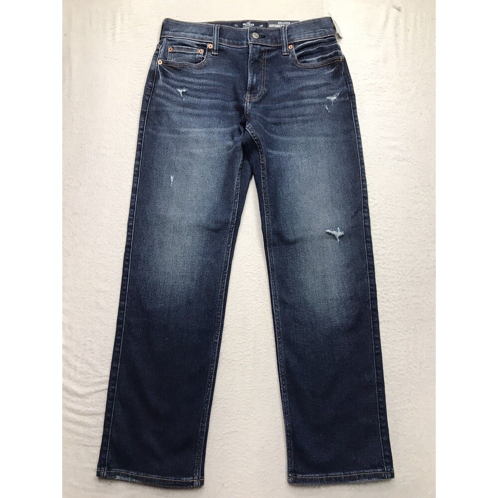 NWT HOLLISTER Jean Men 30x30 Vintage Straight Advanced Stretch Dark Wash Whisker